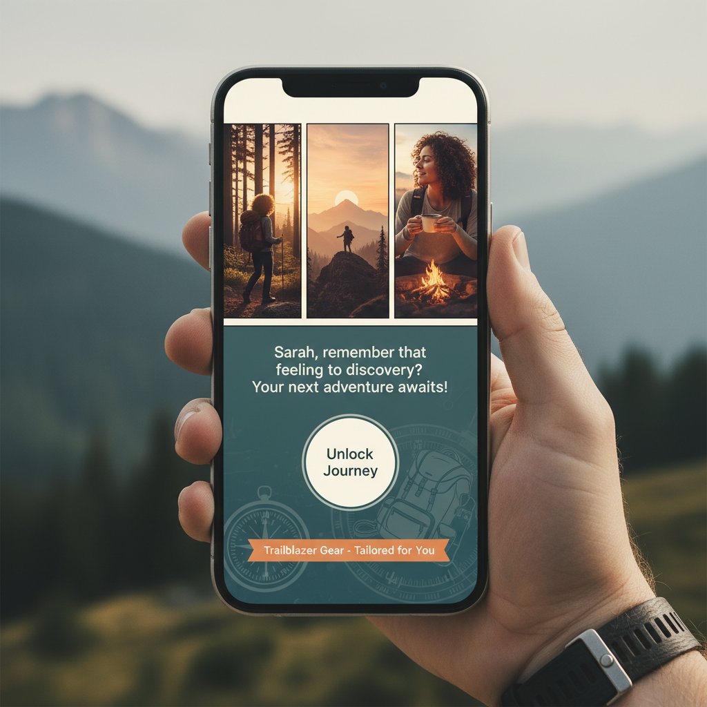 Użytkownik angażujący się w personalizowaną reklamę opartą na storytellingu na smartfonie, dynamiczna interakcja