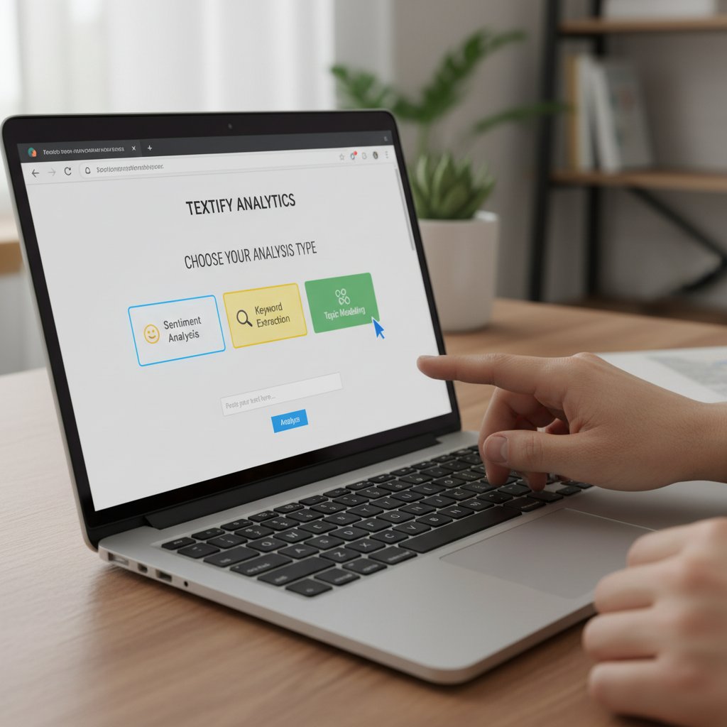 Użytkownik przegląda porównanie narzędzi analizy tekstu online na laptopie
