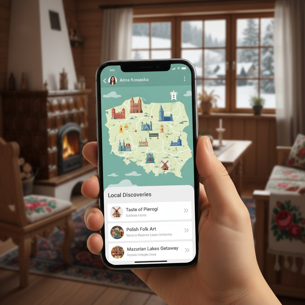 Użytkownik korzystający z aplikacji zdrowotnej na smartfonie, domowa sceneria, polskie realia
