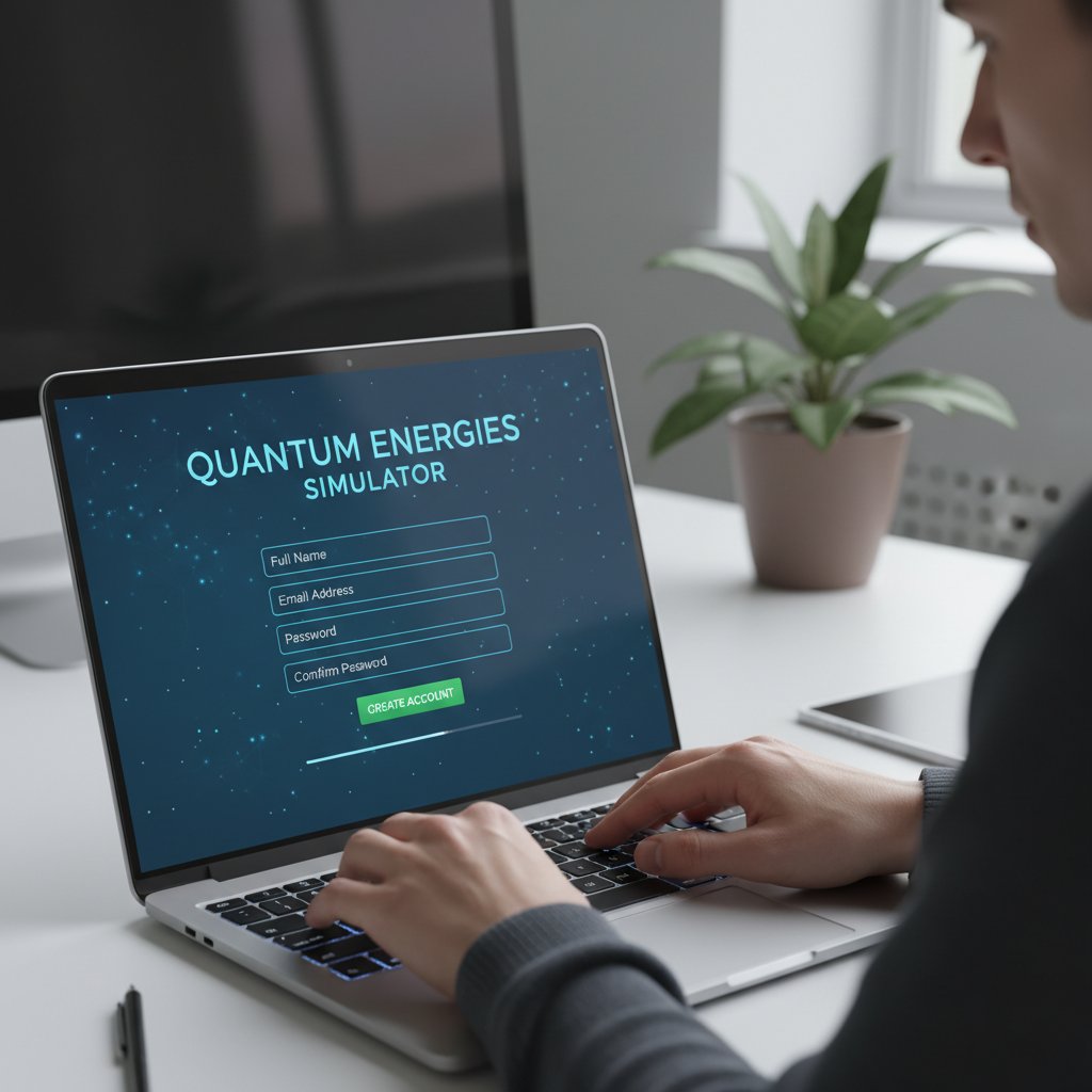 Użytkownik rejestruje się w aplikacji symulacyjnej na laptopie