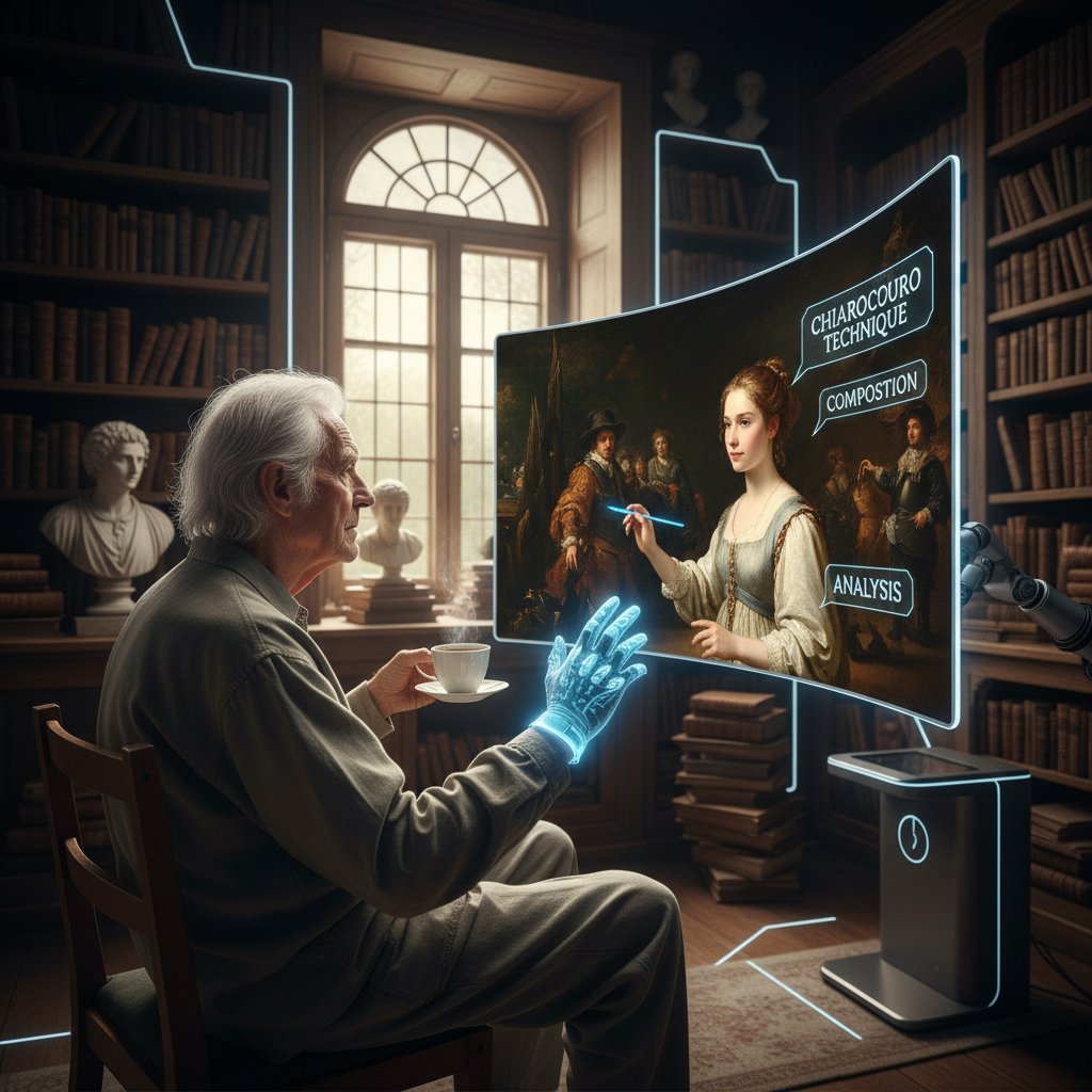 Użytkownik korzystający z korepetytor.ai podczas nauki o sztuce dawnej online, nowoczesna edukacja