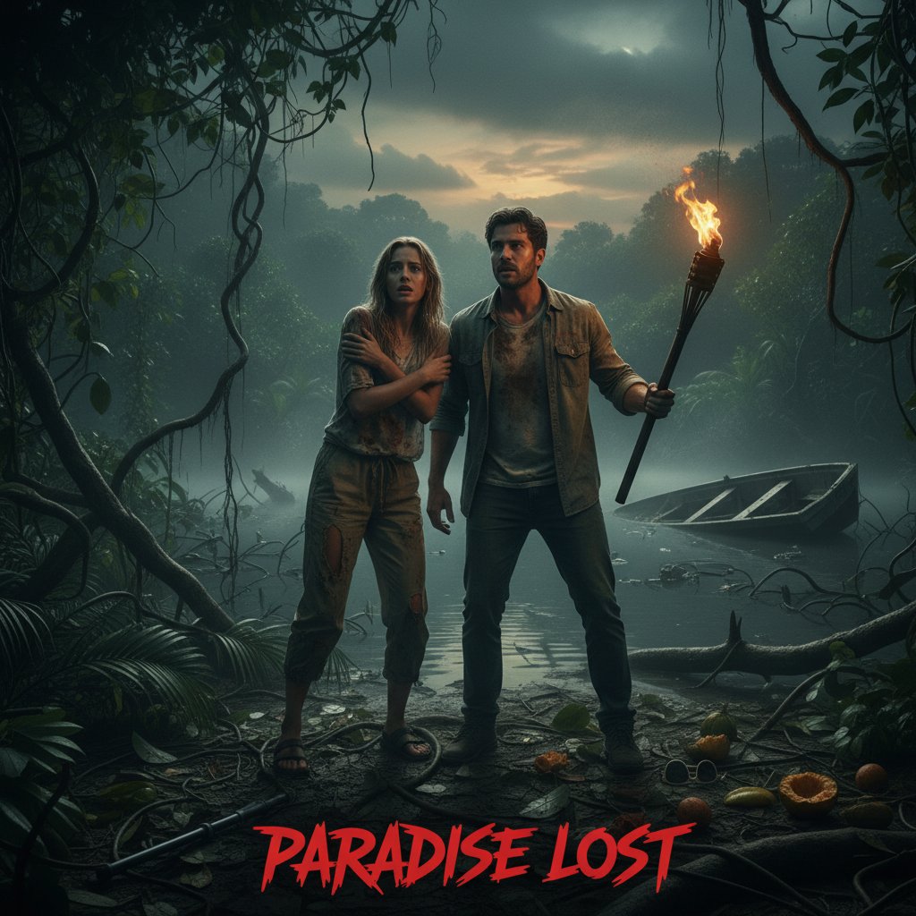 Moody still from a vacation gone wrong in a thriller film, vacation movies genre