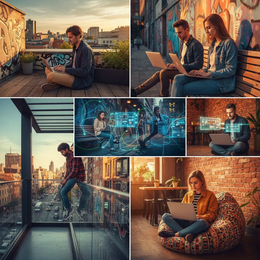 Młodzi ludzie korzystają z natychmiastowej pomocy online w różnych sytuacjach