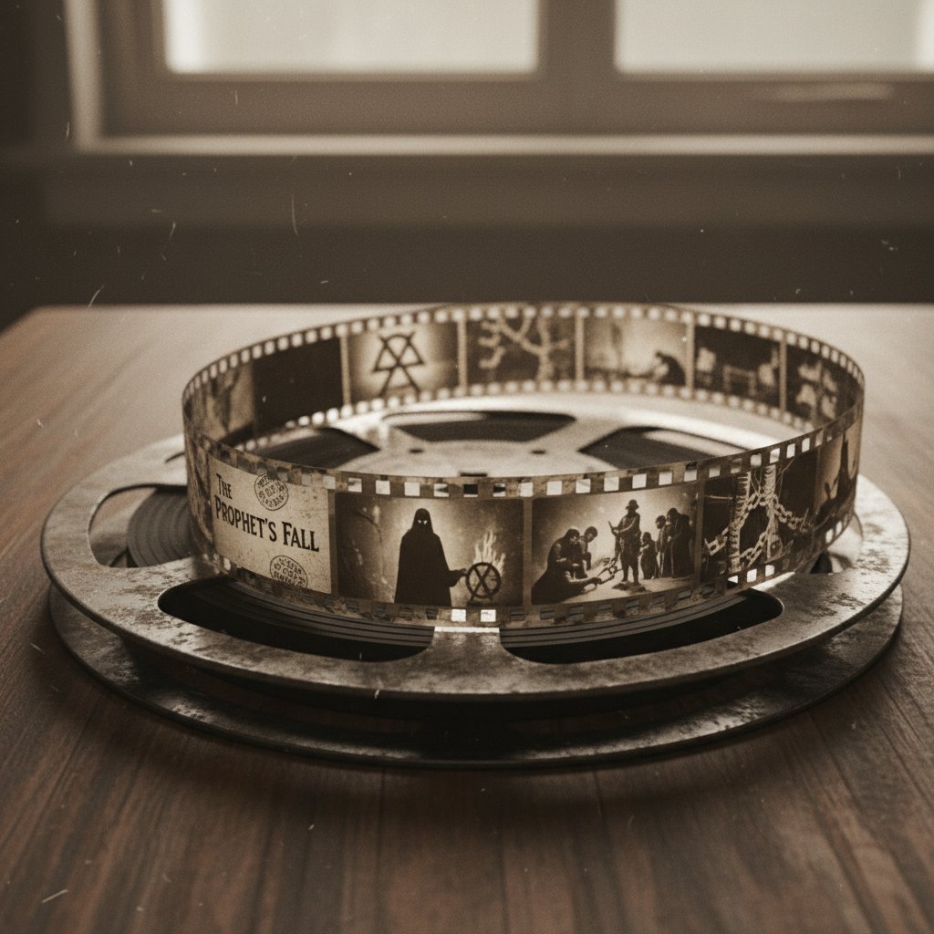 Vintage film reel, silent movie era, with controversial imagery on screen