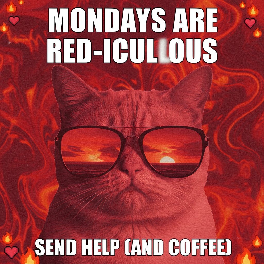 Viralowy mem z motywem czerwieni, oddziałujący na emocje odbiorców