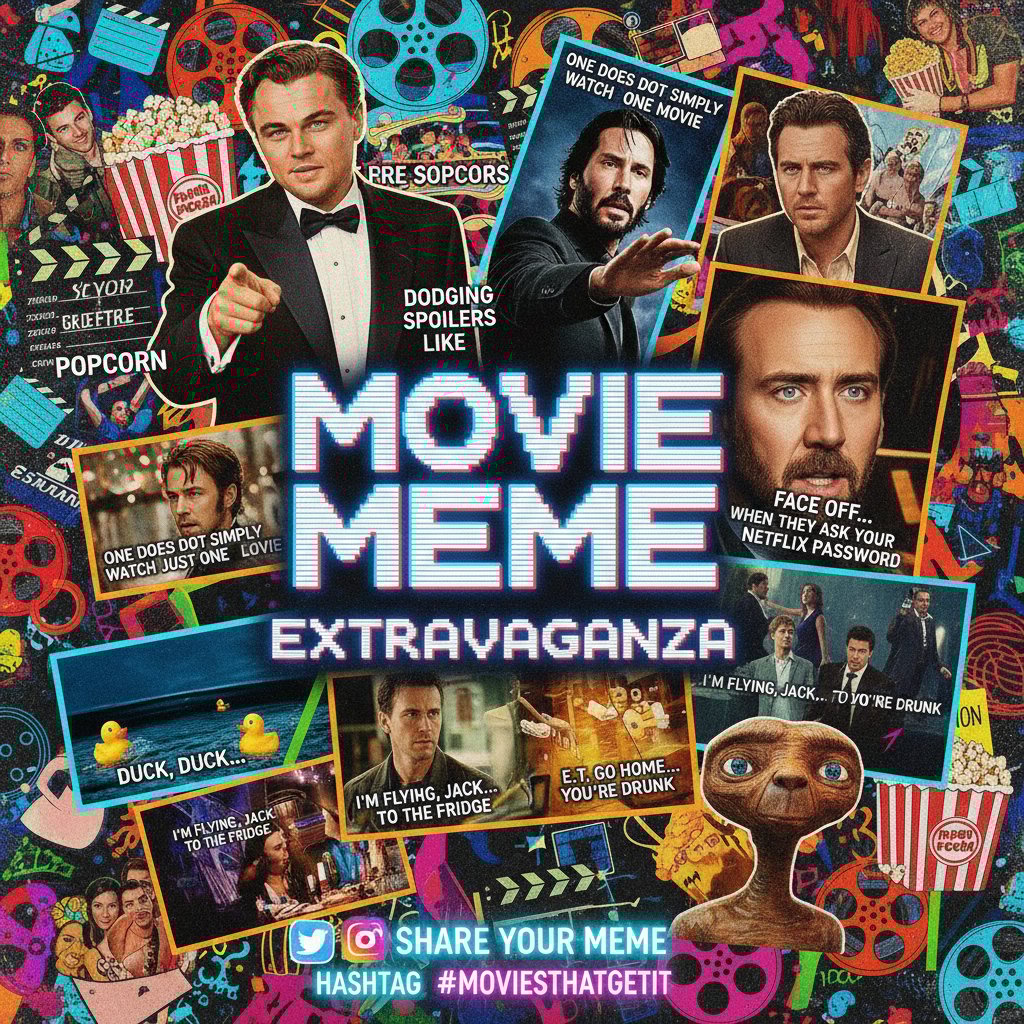 AI-generated collage of viral movie memes that overwhelmed a campaign, showing movie marketing hell comedy meme culture