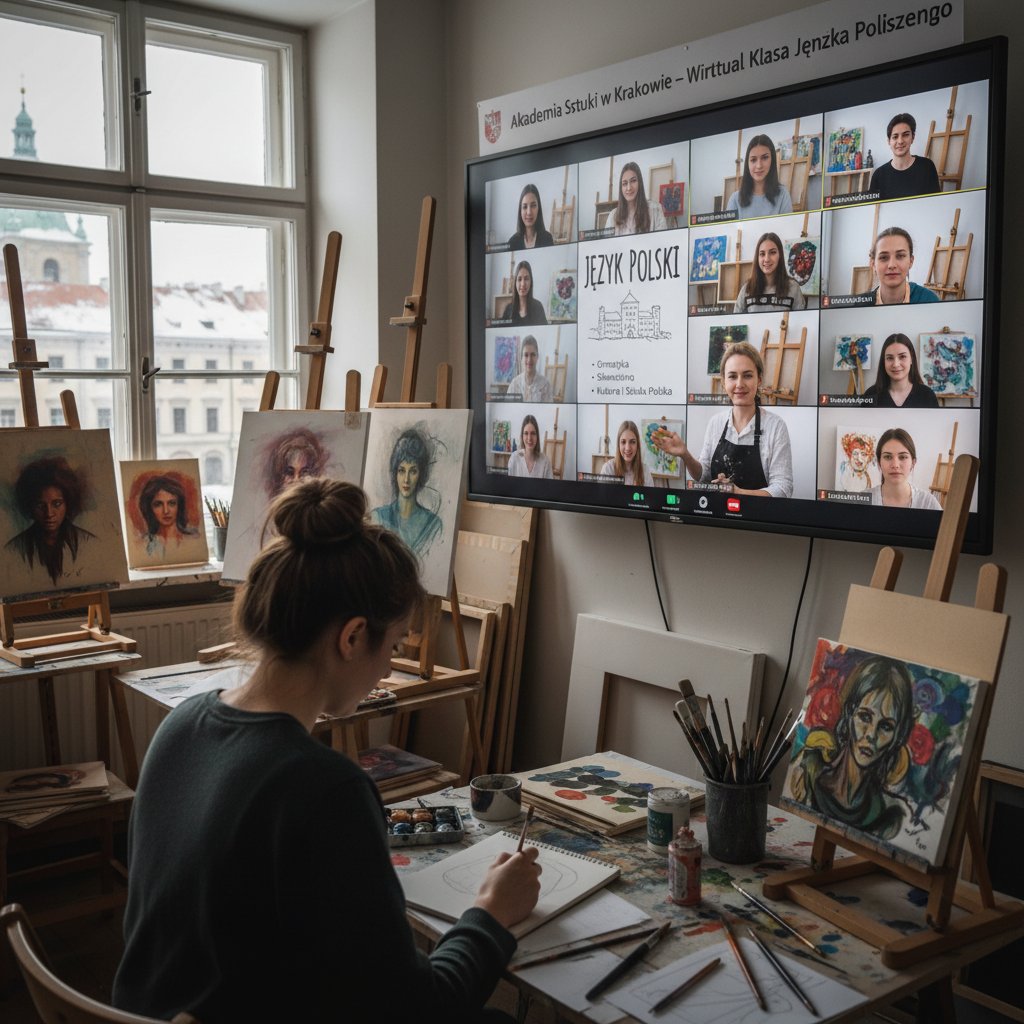 Zajęcia online wirtualnej ASP na ekranie komputera z polskim interfejsem – nauka sztuki na ASP online