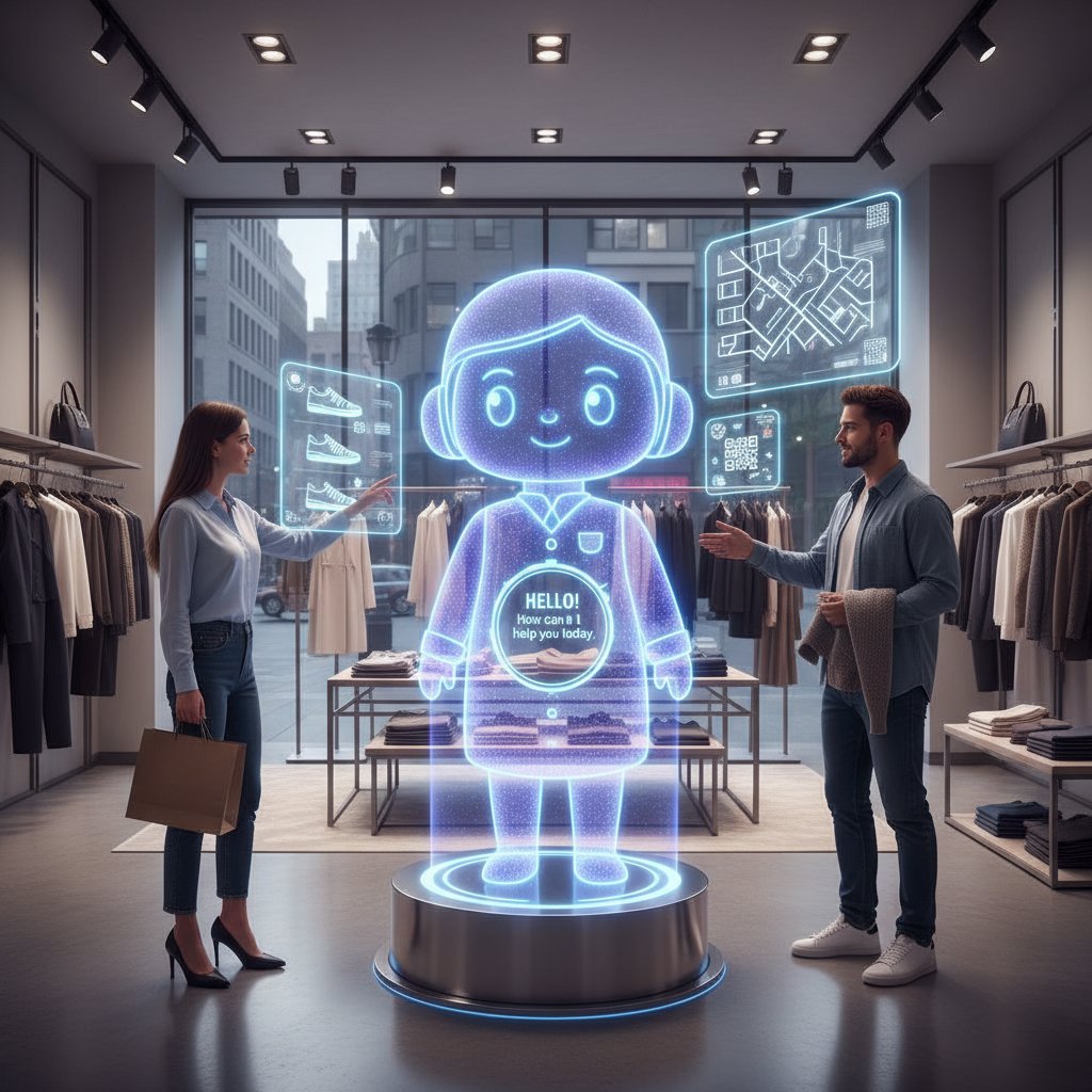 Wirtualny concierge w sklepie detalicznym pomagający klientom przez chatbota