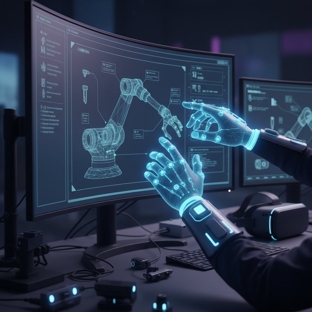 Wirtualne dłonie wykonujące manualne zadania na ekranie egzaminacyjnym