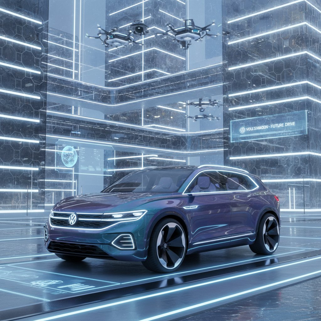 Volkswagen SUV concept for the future in a tech-forward environment, showing evolution and modern design