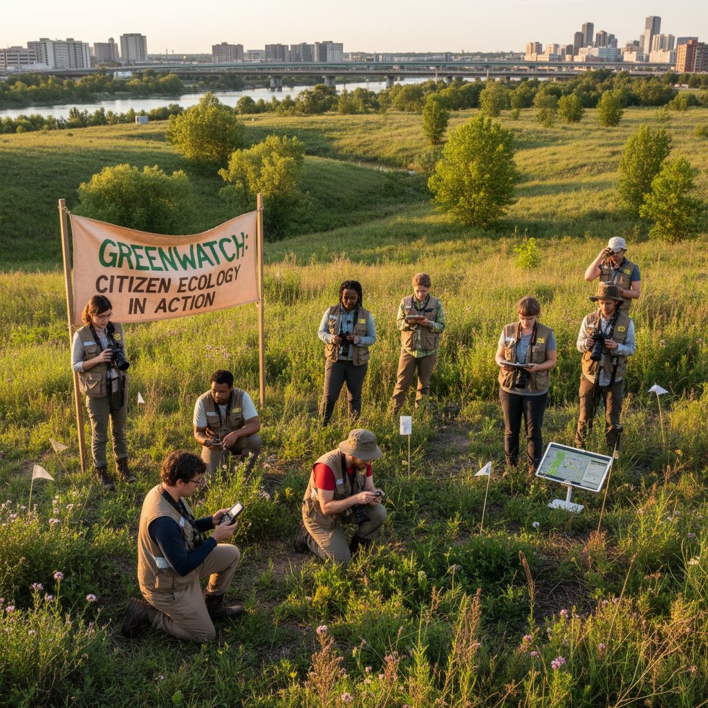 Wolontariusze z telefonami monitorujący tereny zielone – citizen science w ekologii krajobrazu