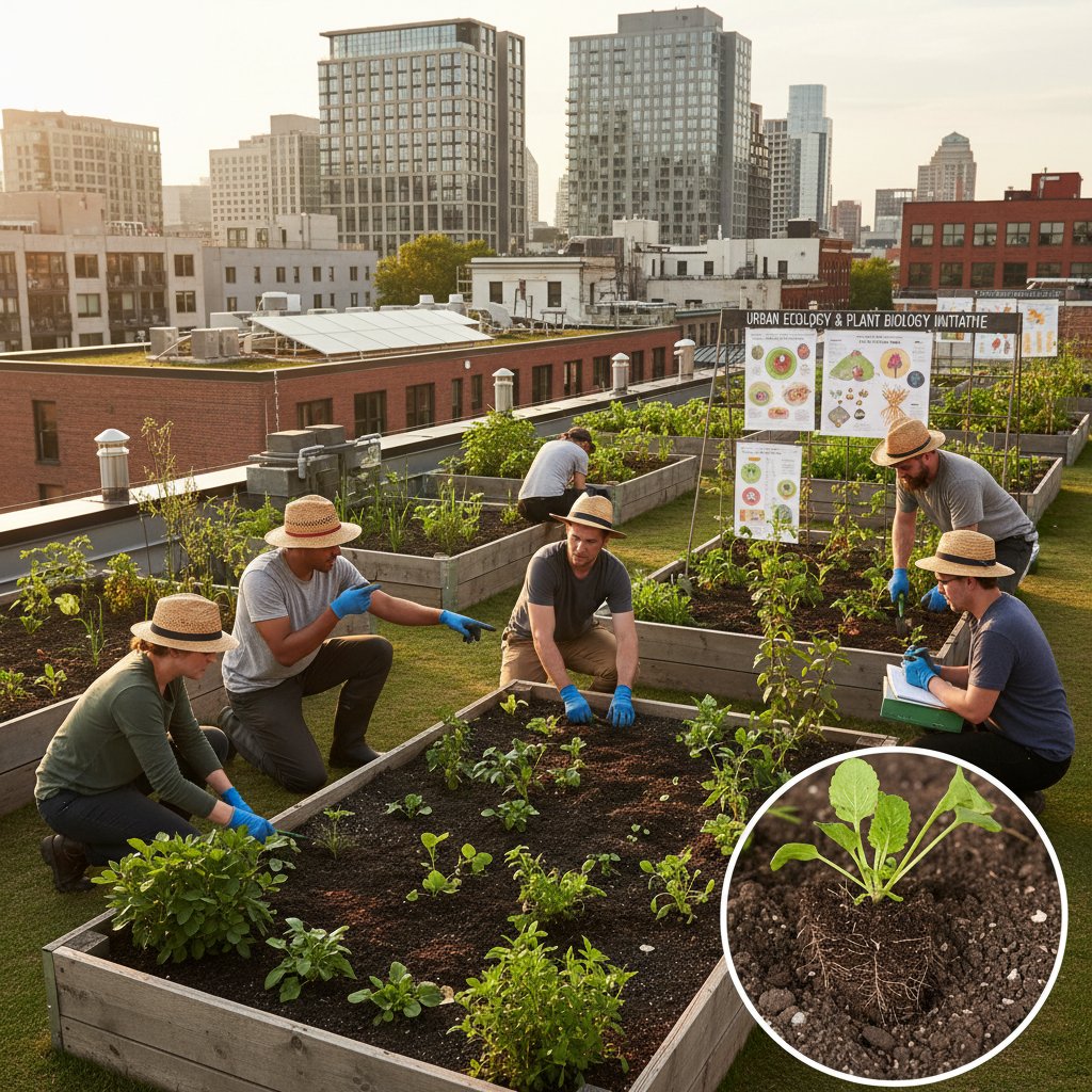 Wolontariusze sadzący rośliny podczas miejskiej akcji ekologicznej