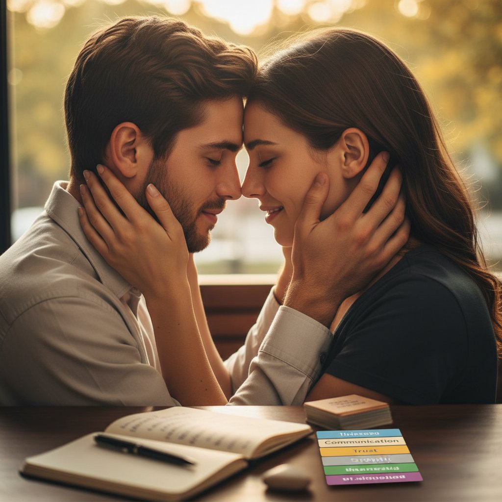 Close-up of couple in vulnerable moment, expressing emotional connection, relationship dating strategies