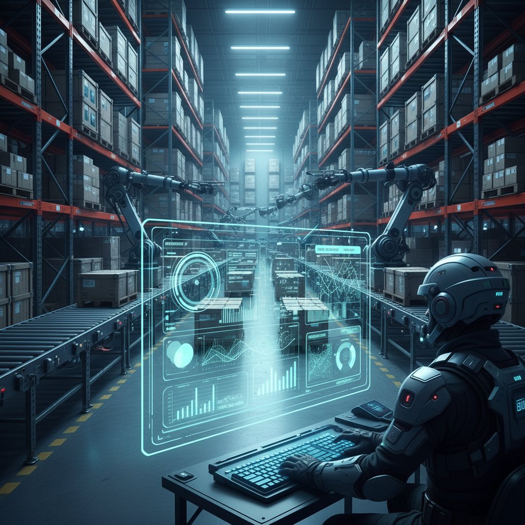 Magazyn logistyczny z cyfrowymi interfejsami analitycznymi