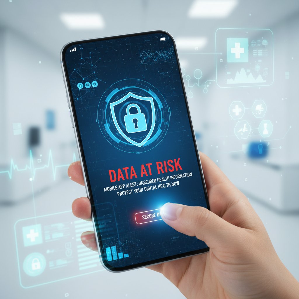 Ostrzegawczy znak w aplikacji mobilnej, cyfrowe zdrowie, bezpieczeństwo danych, czerwona flaga