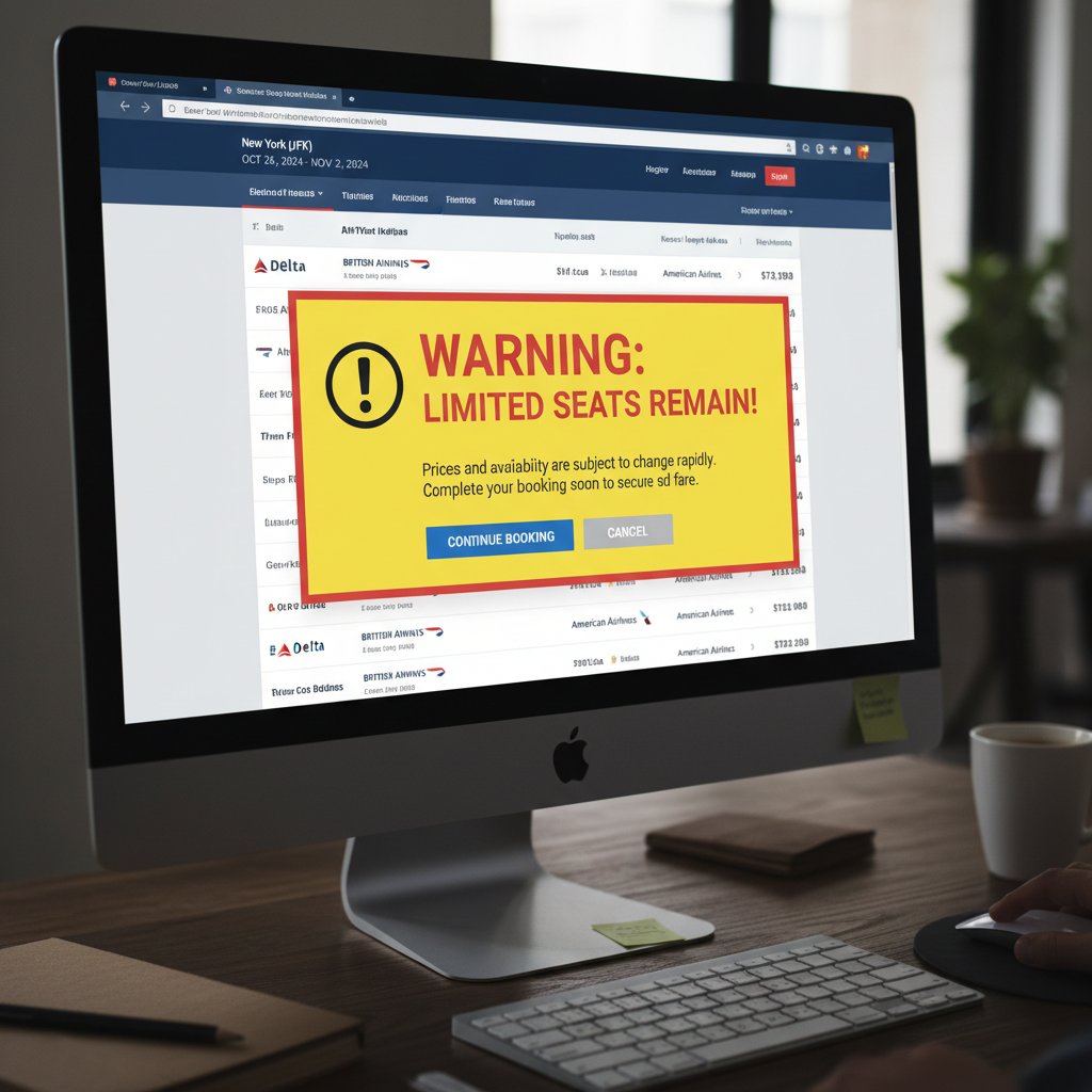 Zbliżenie na symbol ostrzegawczy na ekranie komputera podczas rezerwacji lotu