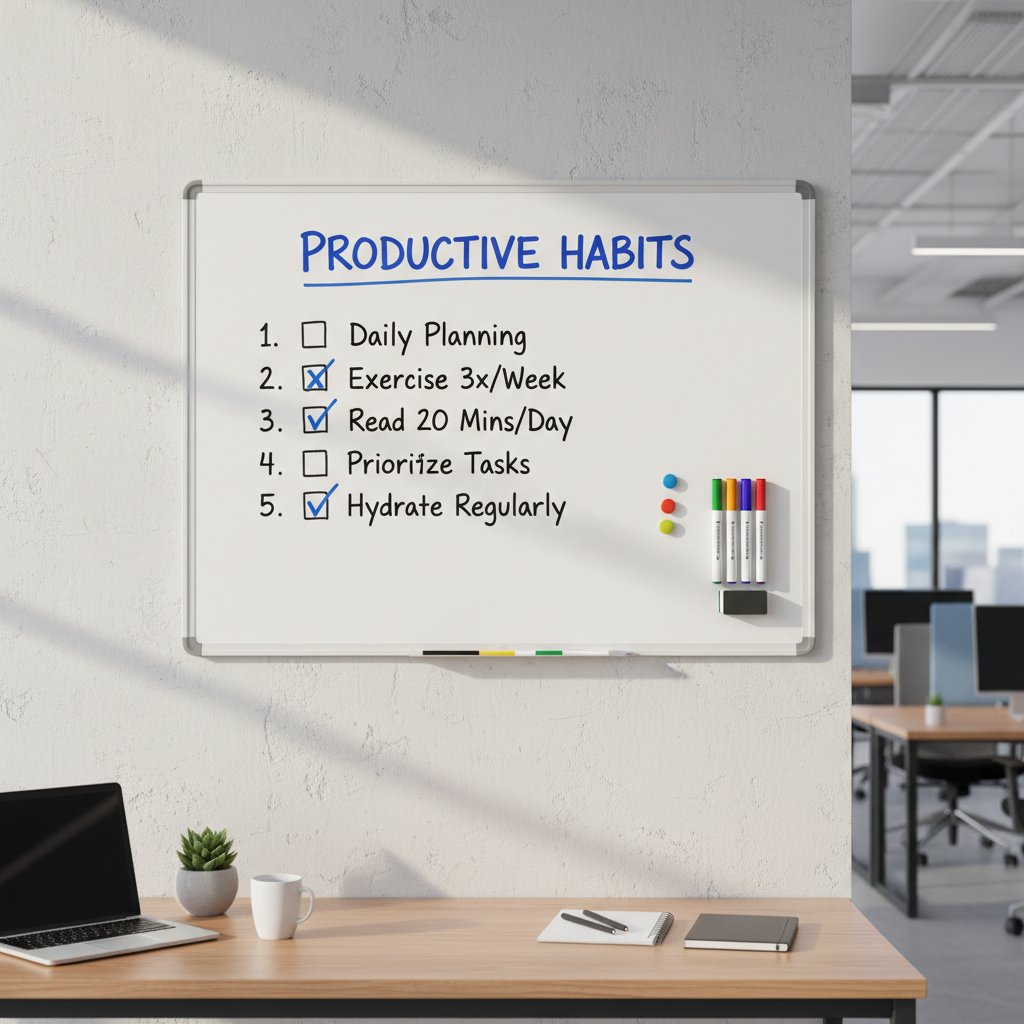 Tablica z checklistą efektywnych nawyków kalendarzowych