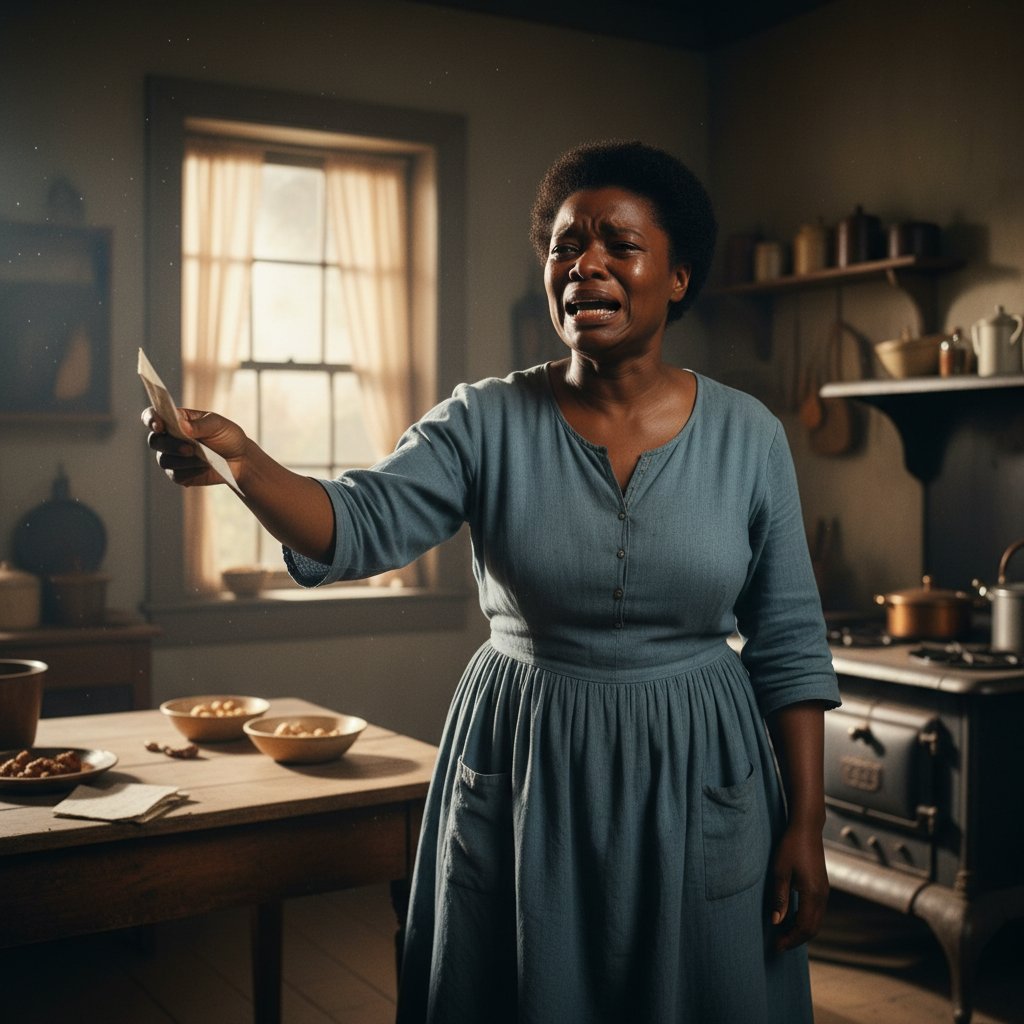 Artistic recreation of Whoopi Goldberg’s Oscar-nominated scene in The Color Purple, emotional and evocative