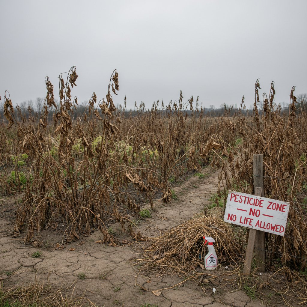 Ogród bez motyli po użyciu pestycydów