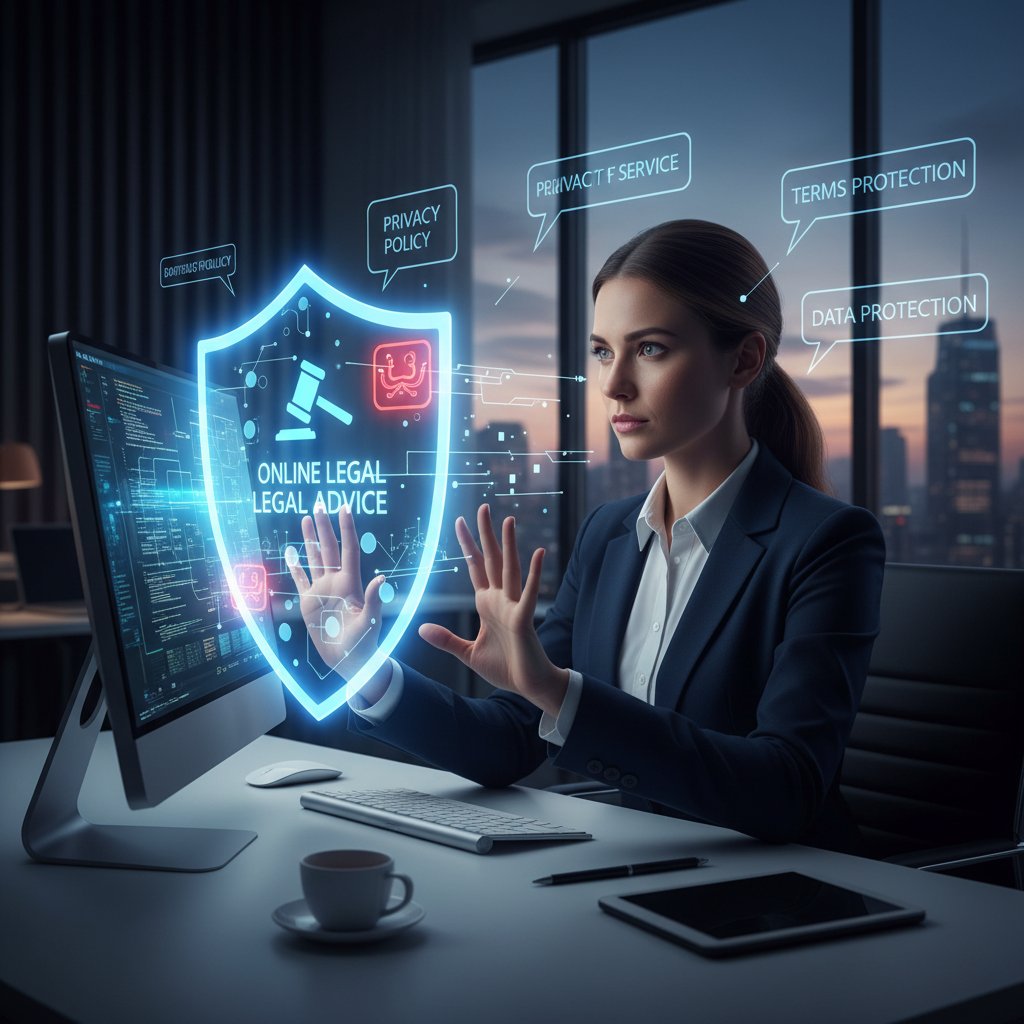 Kobieta przy komputerze ukrywająca dane osobowe w trakcie konsultacji prawnej online