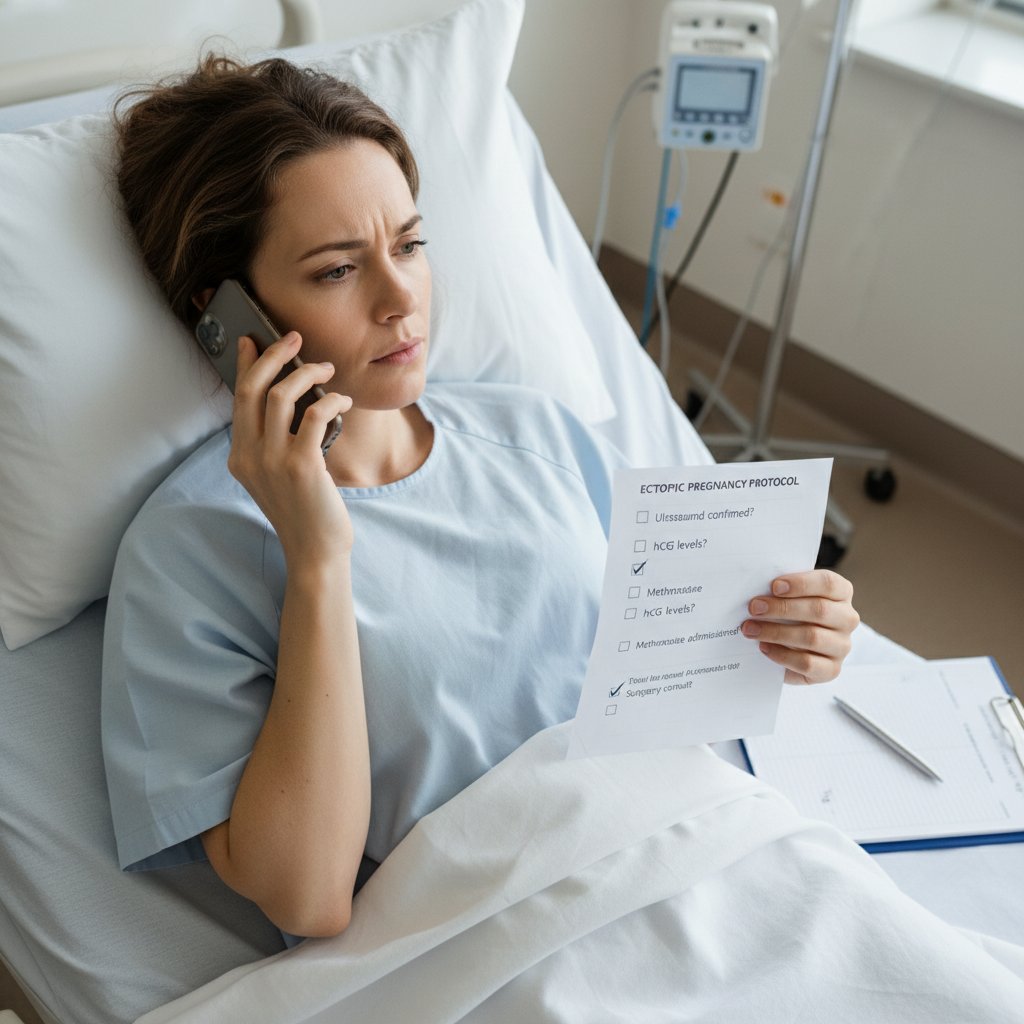 Lista kroków do podjęcia przy podejrzeniu ciąży pozamacicznej – kobieta rozmawia przez telefon