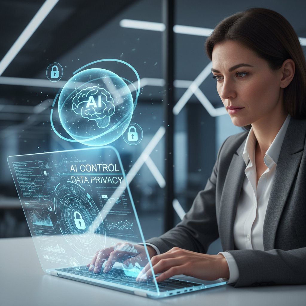 Kobieta analizuje dane na laptopie – użytkownik odzyskuje kontrolę nad profilowaniem AI