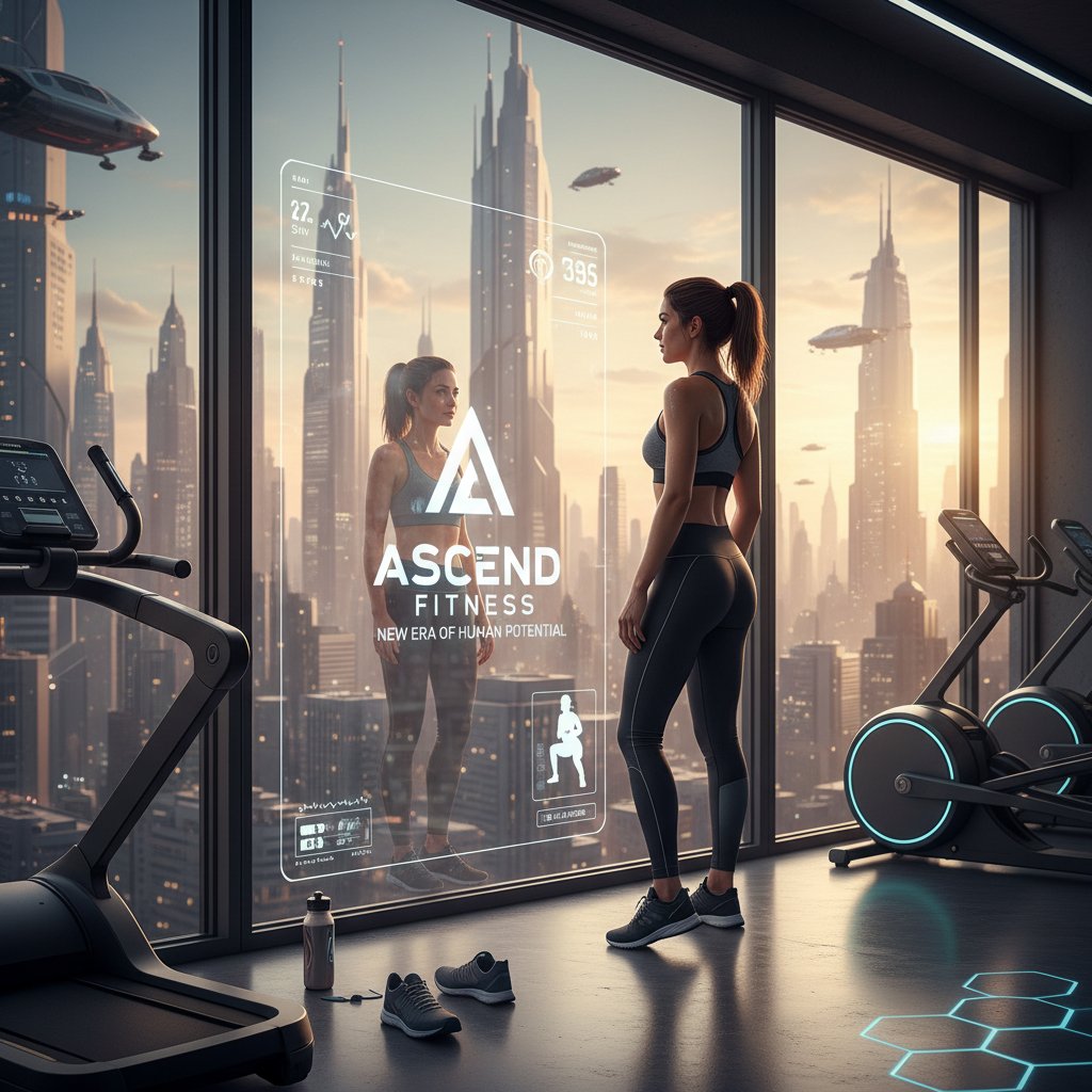 Kobieta patrząca przez okno po treningu, nowa era fitnessu i refleksja