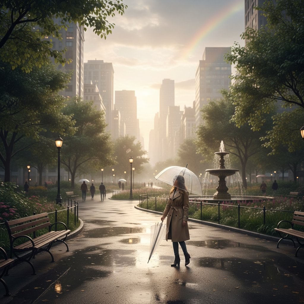 Kobieta spacerująca po parku jako element poprawy nastroju