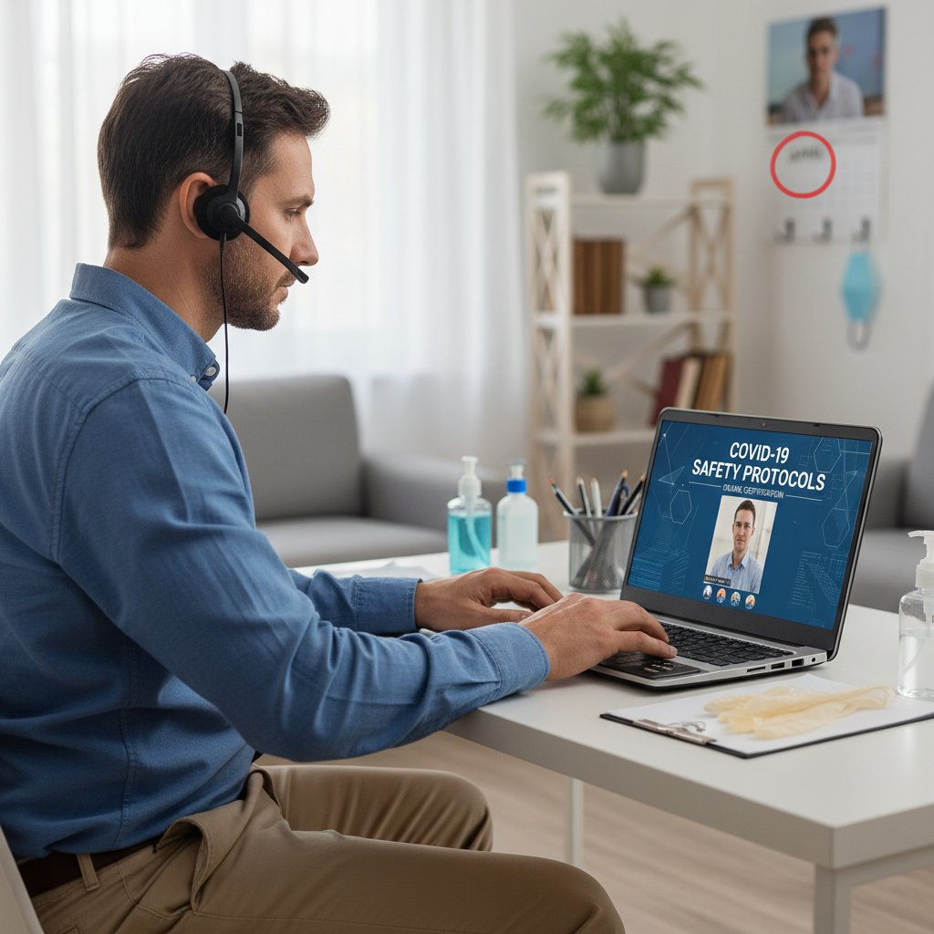 Pracownik podczas szkolenia online, nowe kompetencje po pandemii