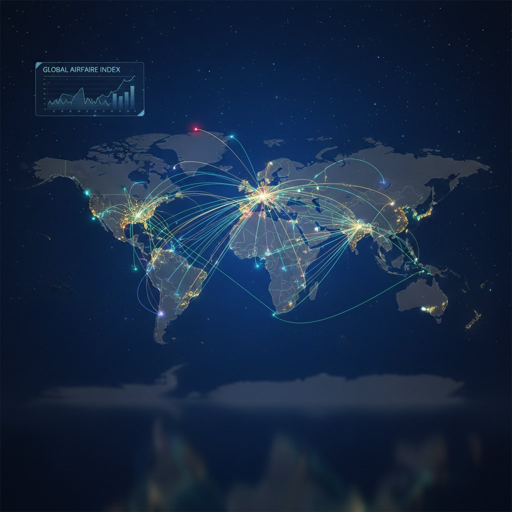 Global map with dynamic airfare data overlays