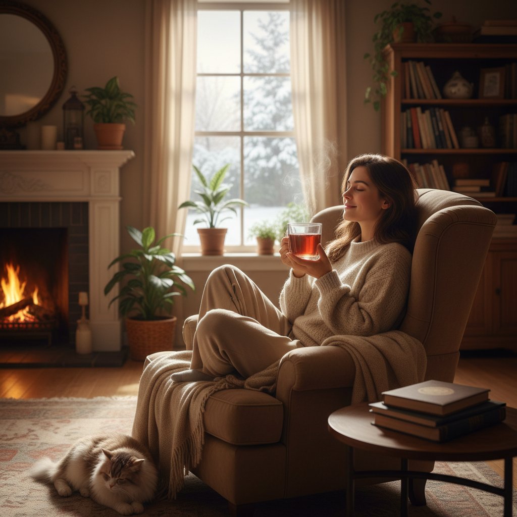 Młody dorosły w miejskim mieszkaniu przygotowuje napar z schisandry, spokojna atmosfera, domowa kuchnia