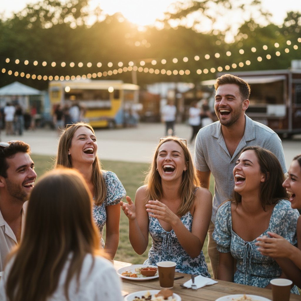Spontaniczny żart podczas wydarzenia plenerowego – przykład zabawnego dialogu z dziewczyną