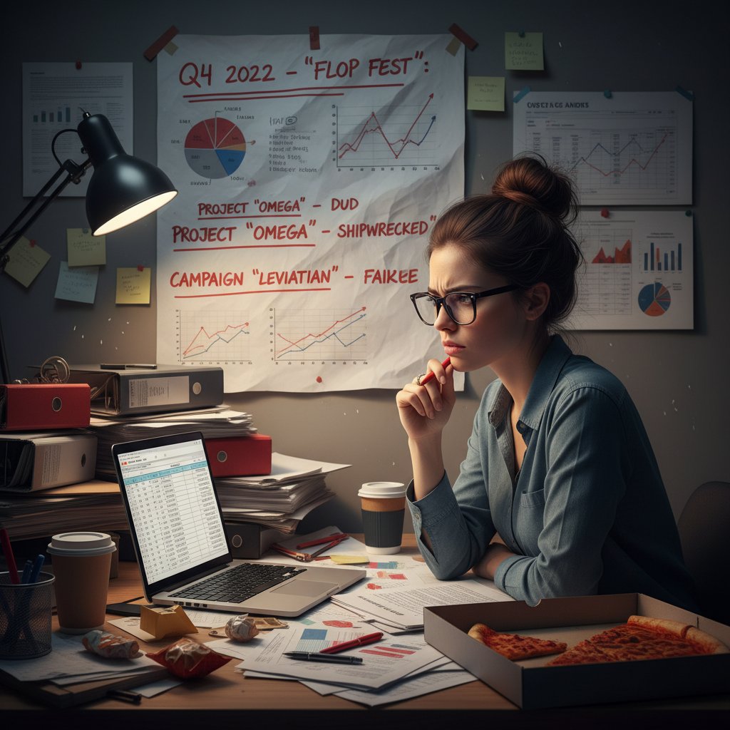 Młody copywriter analizuje nieudane kampanie z długimi tekstami