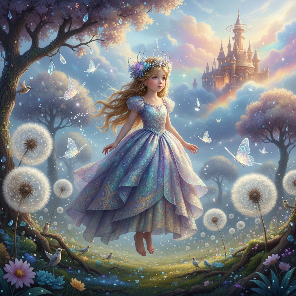 Young girl in ornate costume, A Little Princess-inspired scene, magical realism vibe
