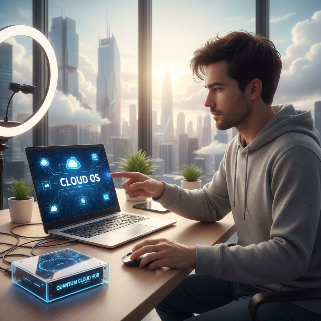 Młody mężczyzna konfigurujący nowy system operacyjny online na laptopie, prosty przewodnik krok po kroku