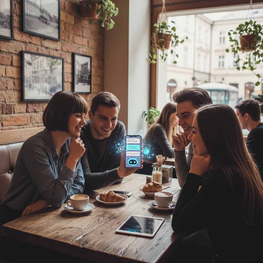 Młodzi ludzie korzystają z czat.ai do analizy danych w codziennym życiu