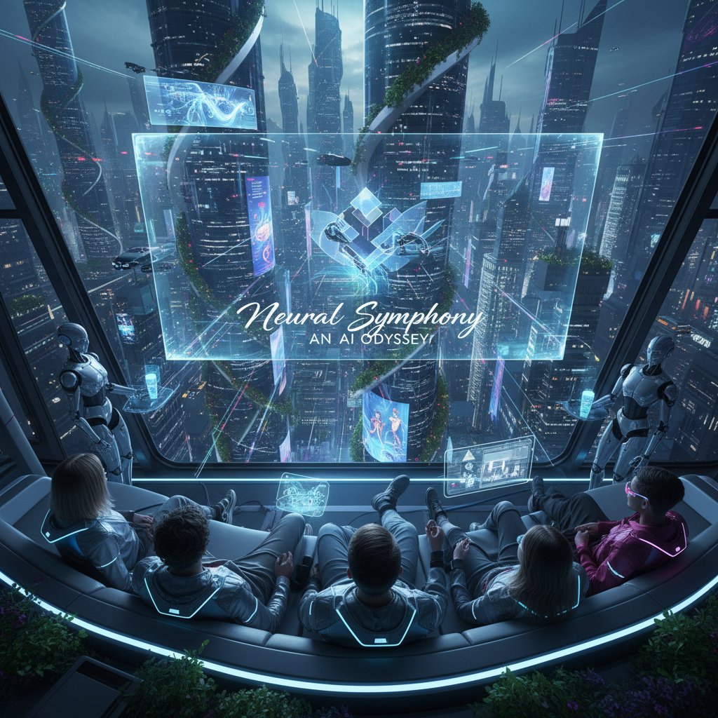 Grupa młodych ludzi ogląda futurystyczny film o AI – inspiracja do debaty