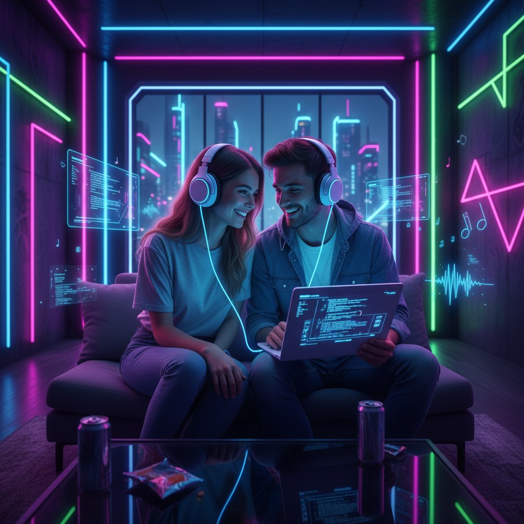 Młodzi dorośli korzystający z cyfrowych form wsparcia w klimatycznym wnętrzu