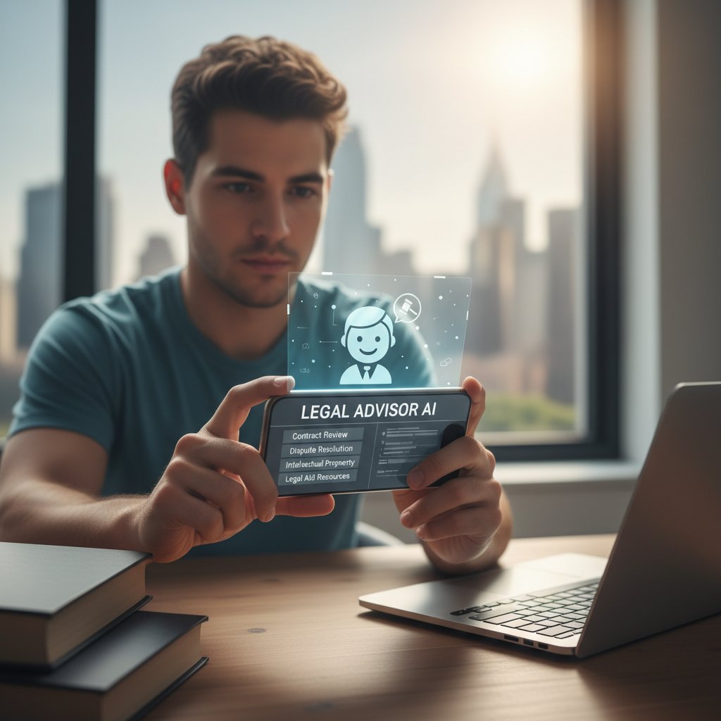 Młoda osoba rozmawiająca z cyfrową asystentką na telefonie, spokojny wyraz twarzy