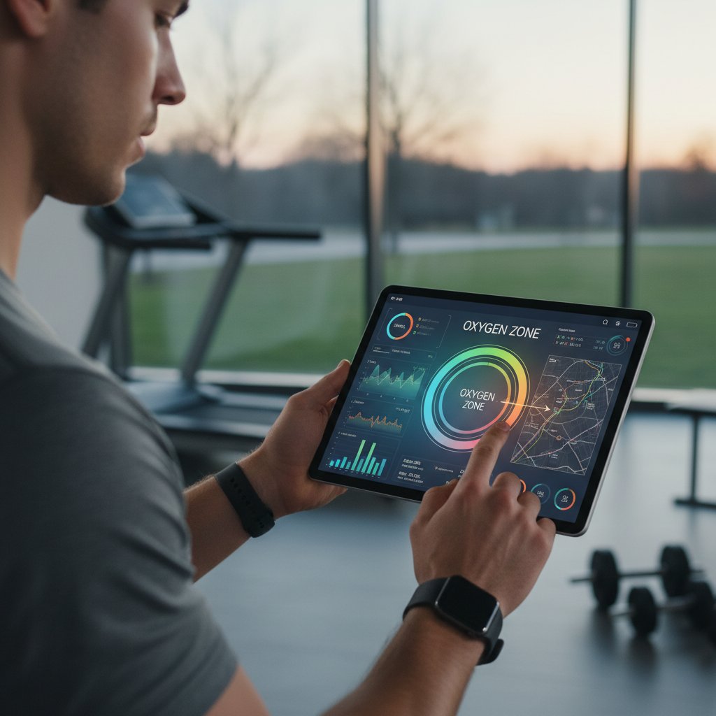 Młoda osoba analizująca dane z aplikacji fitness – trendy w monitorowaniu strefy tlenowej