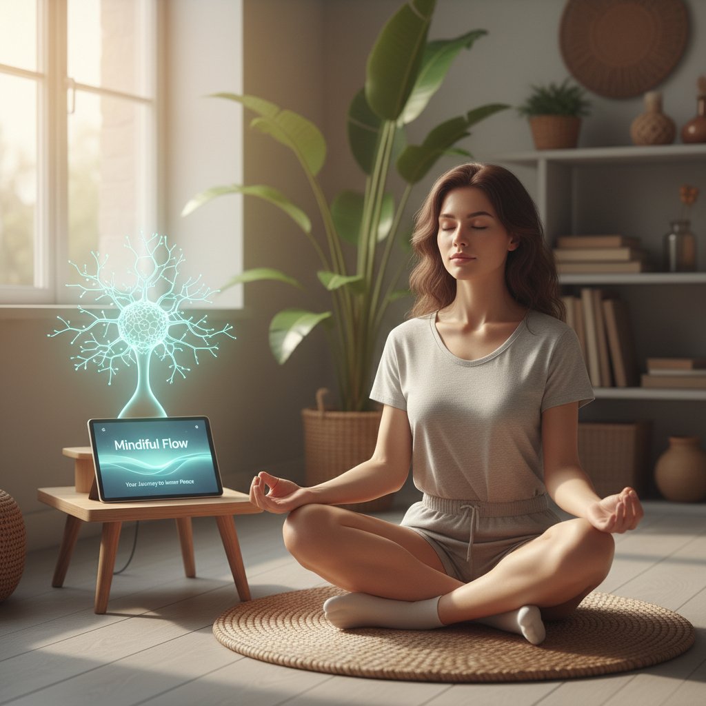 Młoda osoba medytująca w domu – mindfulness jako wsparcie dla opiekunów i chorych na Alzheimera