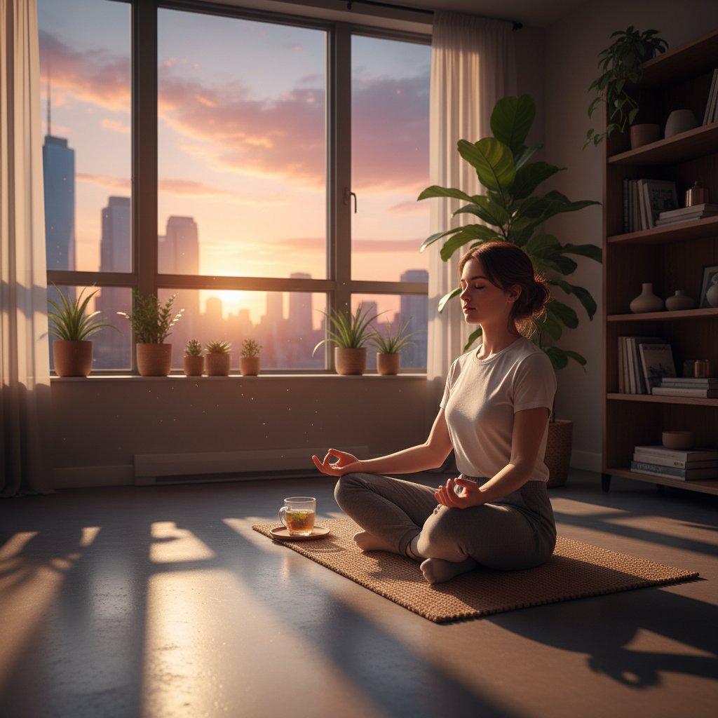 Mindfulness i EBM w psychiatrii – młody człowiek medytuje