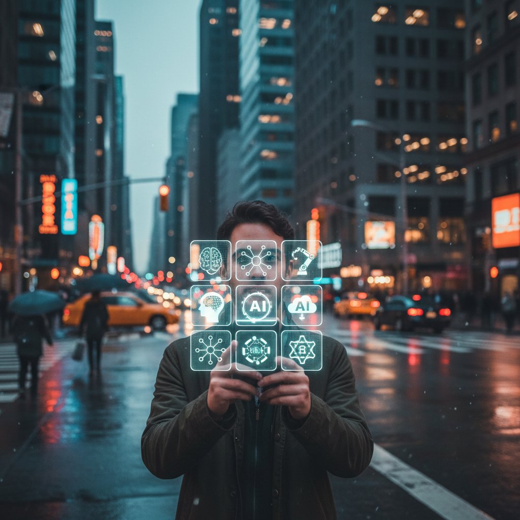 Młody człowiek korzystający z aplikacji AI wspierającej alfabetyzację emocjonalną