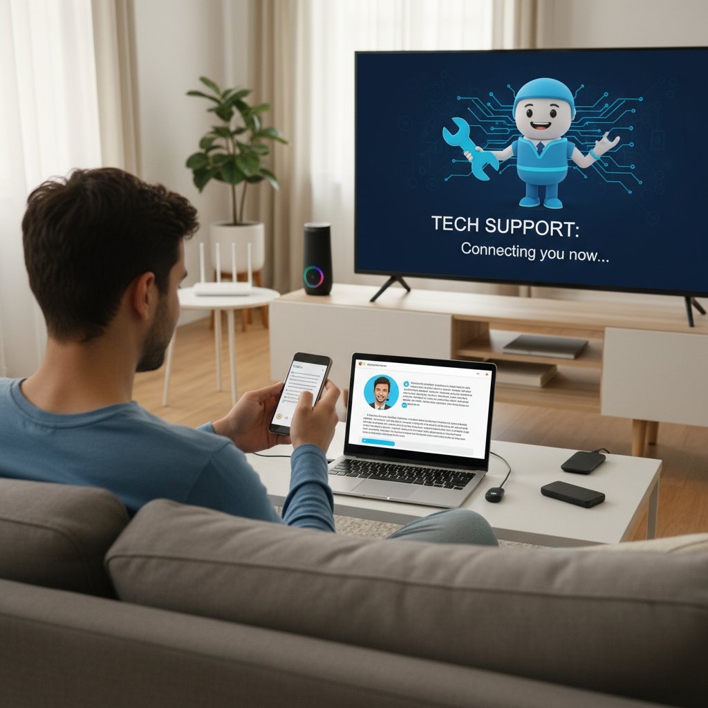 Młoda osoba korzystająca ze smartfona w domowym zaciszu, wsparcie online, nowoczesne technologie