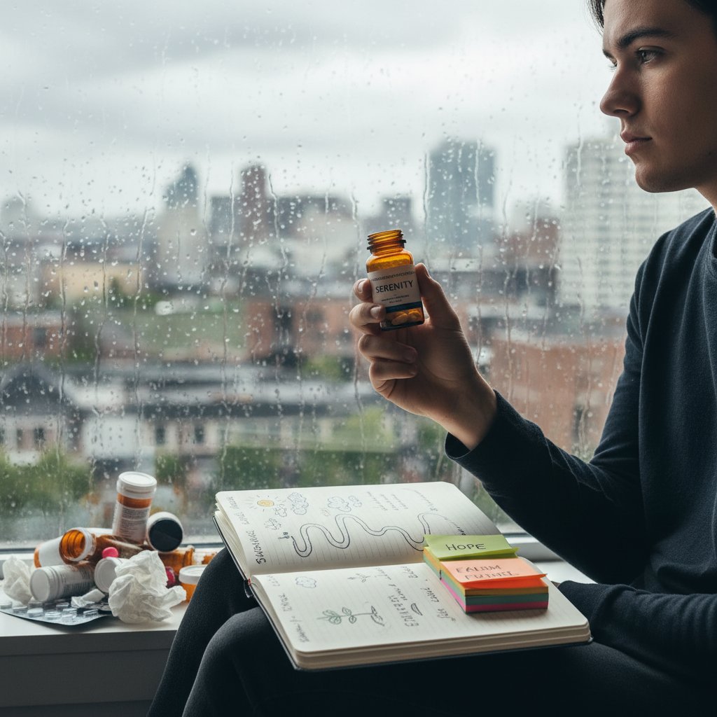 Zdjęcie młodej osoby patrzącej zamyślonym wzrokiem przez okno – symbol przemiany