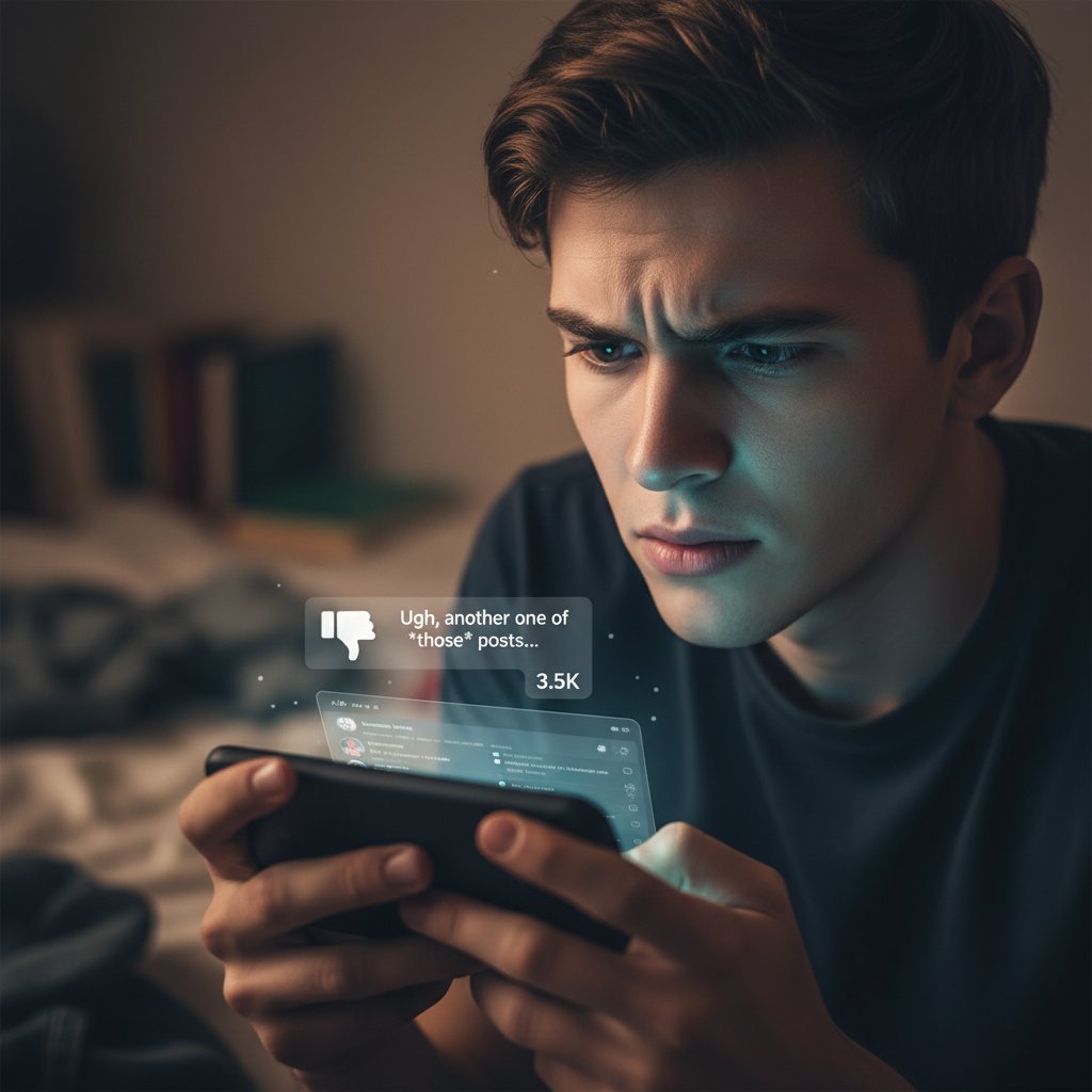 "Młoda osoba przeglądająca telefon – napięcie i media społecznościowe"