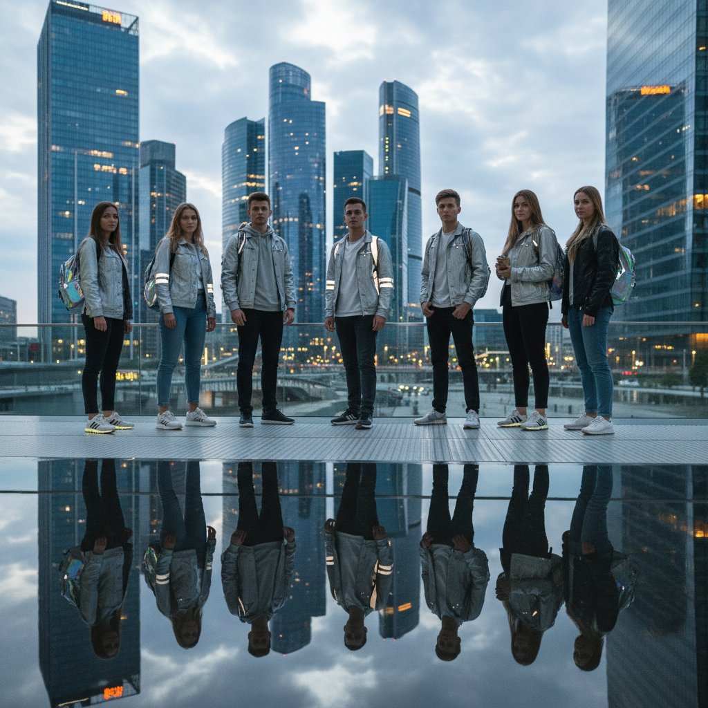 Młodzi Polacy korzystający z AI w miejskim otoczeniu, filozofia cyfrowa