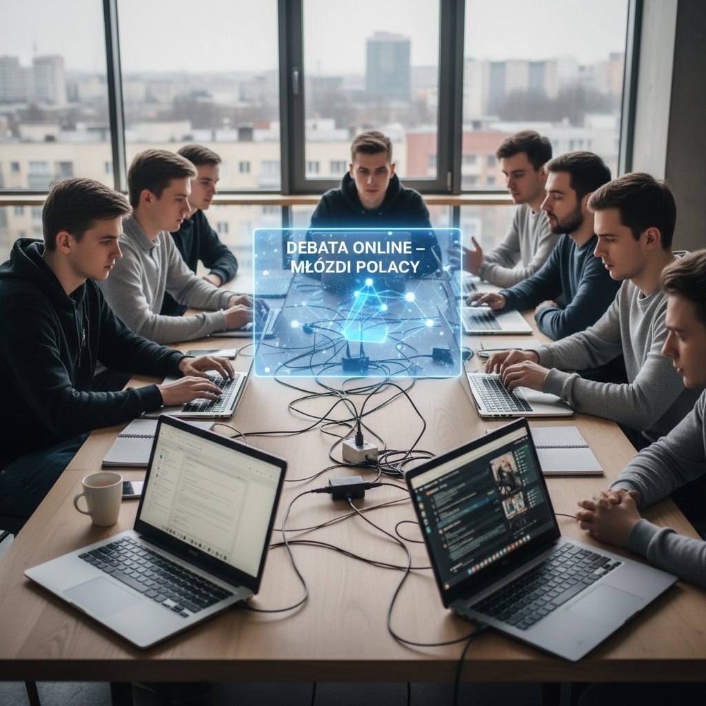 Młodzi Polacy debatujący online na platformie partyjnej