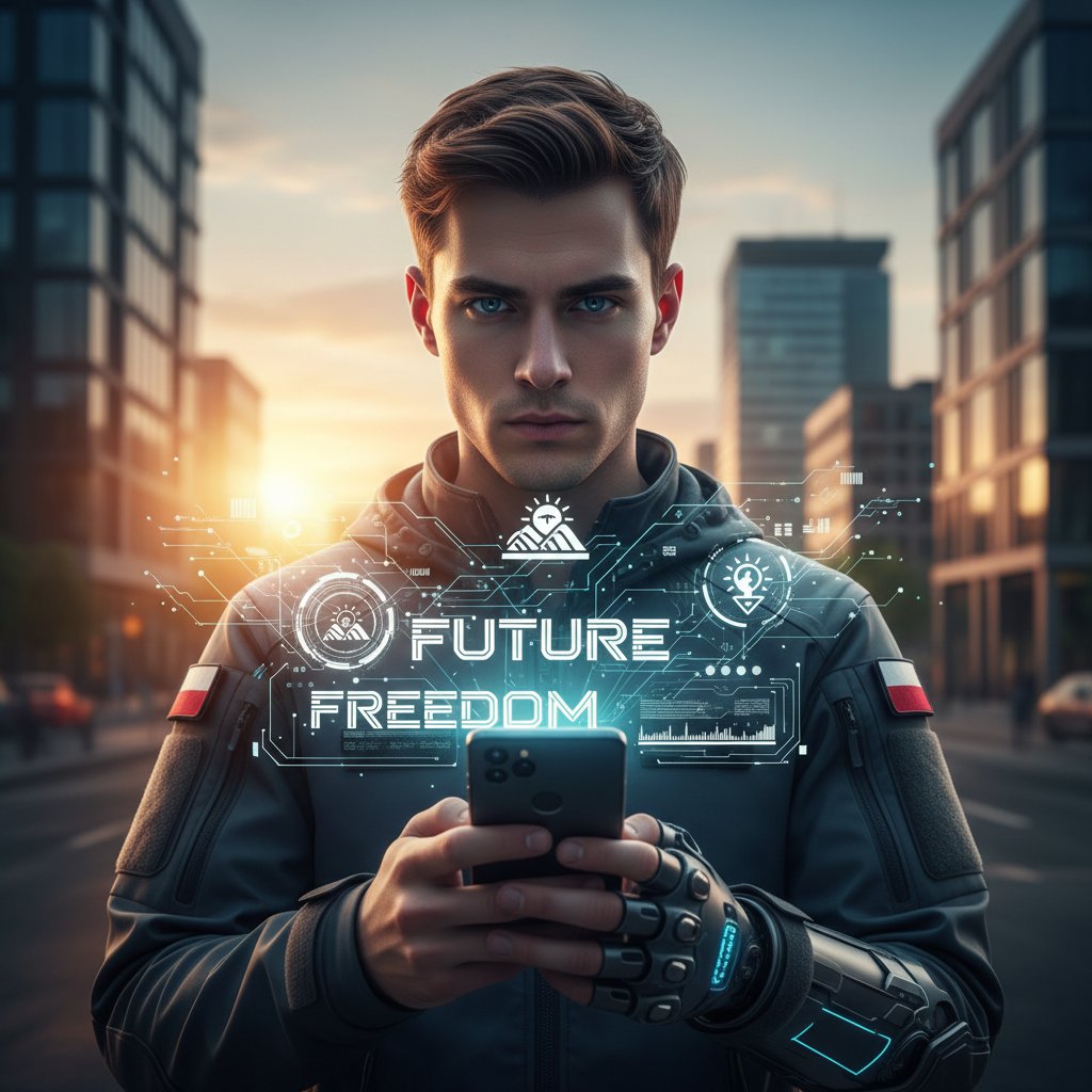 Młody weteran korzystający z telefonu – symbol nowego pokolenia.