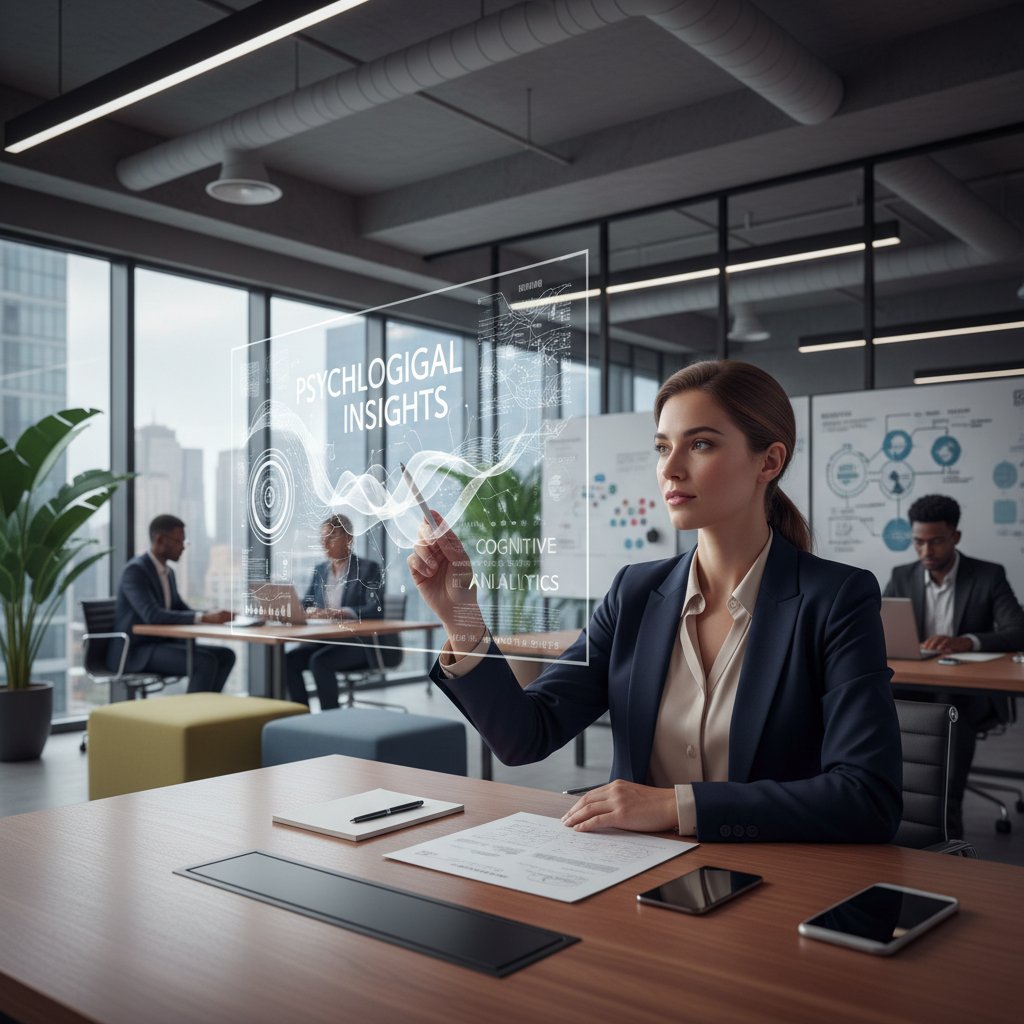 Profesjonalista wykorzystujący wiedzę psychologiczną w nowoczesnym biurze